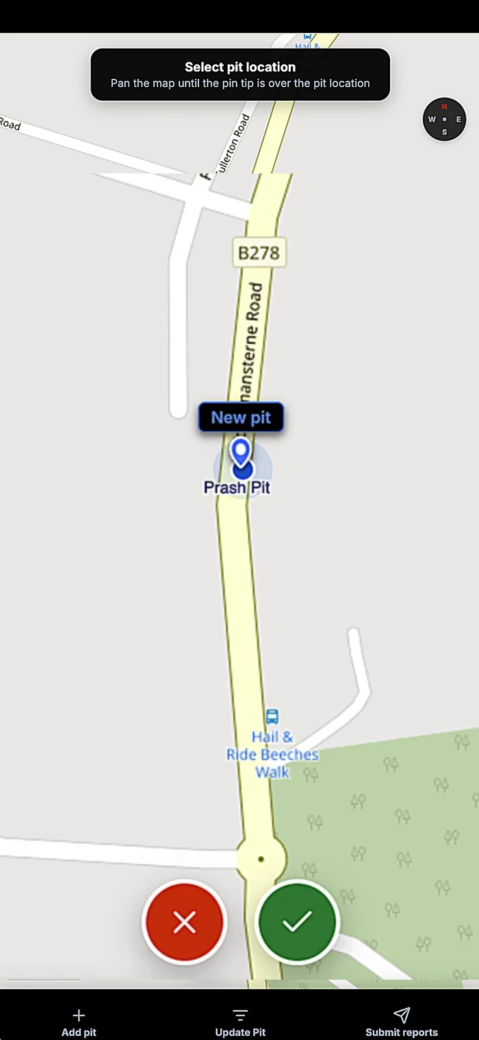 Locate step: dropping a GPS pin on the asset location